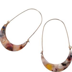 Anthropologie Crescent Hoop Resin Earrings multi colored